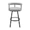 Armen Living Nolagam Swivel Counter Stool in Black Metal with Light Gray Faux Leather 840254335585 - alternate 5